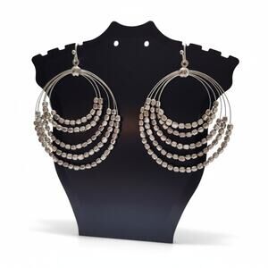 Silver Seed Bead Wire Dangle Statement Earrings / Pierced